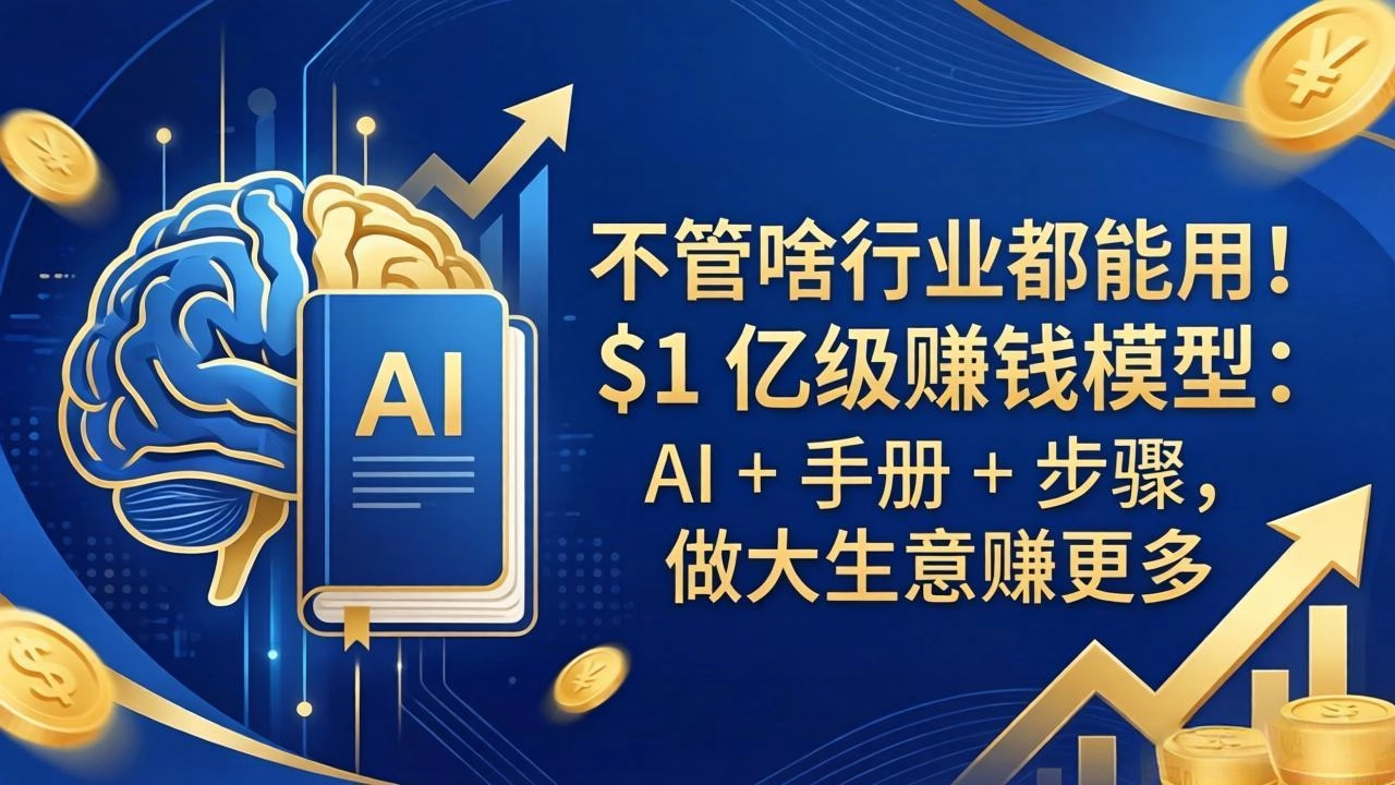 不管啥行业都能用!$1 亿级赚钱模型:AI + 手册 + 步骤,做大生意赚更多 不管啥行业都能用!$1 亿级赚钱模型:AI + 手册 + 步骤,做大生意赚更多