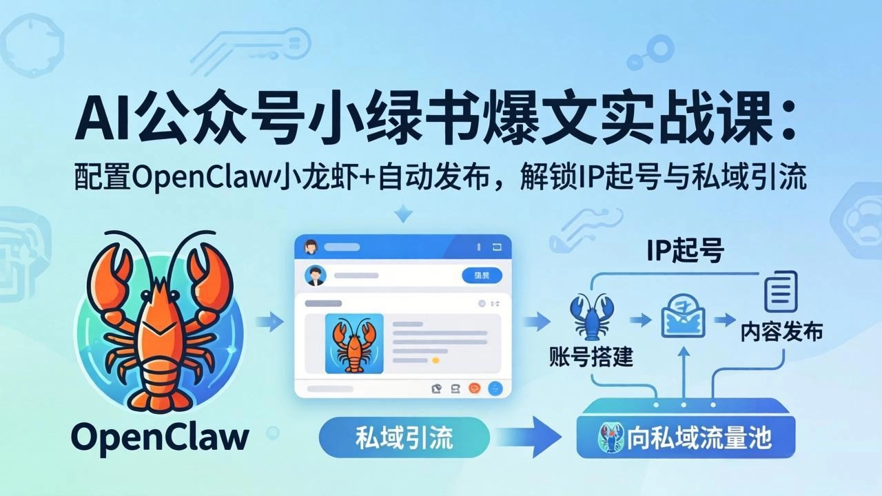 AI公众号小绿书变现实战课:小绿书爆文写作+OpenClaw自动发布,解锁IP起号与私域引流 AI公众号小绿书变现实战课:小绿书爆文写作+OpenClaw自动发布,解锁IP起号与私域引流