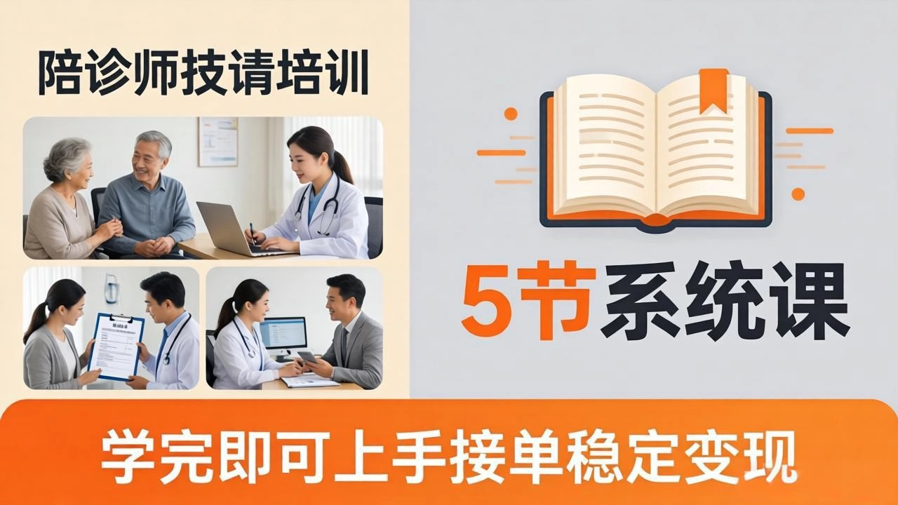 想做陪诊师不知从何下手?5节系统课教你掌握核心技能,学完即可上手接单稳定变现 想做陪诊师不知从何下手?5节系统课教你掌握核心技能,学完即可上手接单稳定变现