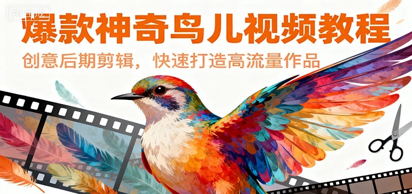 爆款神奇鸟儿视频教程，创意后期剪辑，快速打造高流量作品