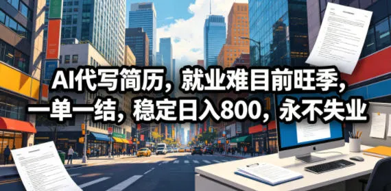 AI代写简历,就业难目前旺季,一单一结,稳定日入800,永不失业 AI代写简历,就业难目前旺季,一单一结,稳定日入800,永不失业