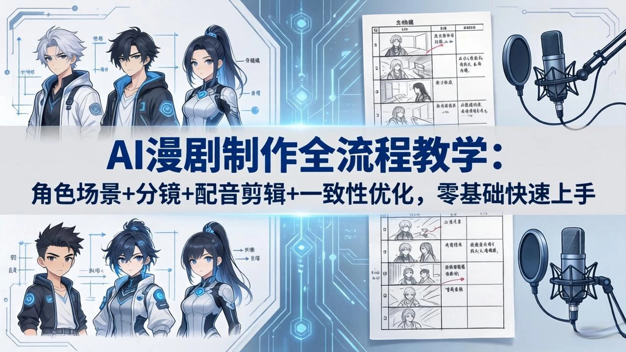 AI漫剧制作全流程教学:角色场景+分镜+配音剪辑+一致性优化,零基础快速上手 AI漫剧制作全流程教学:角色场景+分镜+配音剪辑+一致性优化,零基础快速上手