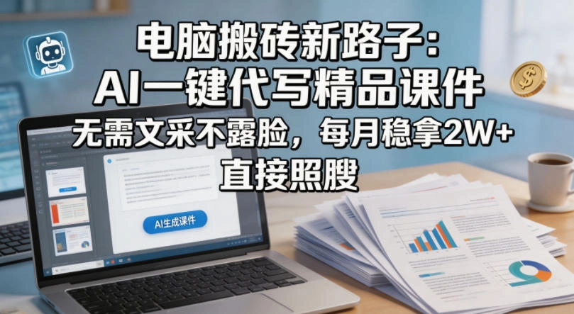 电脑搬砖新路子:AI一键代写精品课件,无需文采不露脸,每月稳拿2W+,直接照搬 电脑搬砖新路子:AI一键代写精品课件,无需文采不露脸,每月稳拿2W+,直接照搬