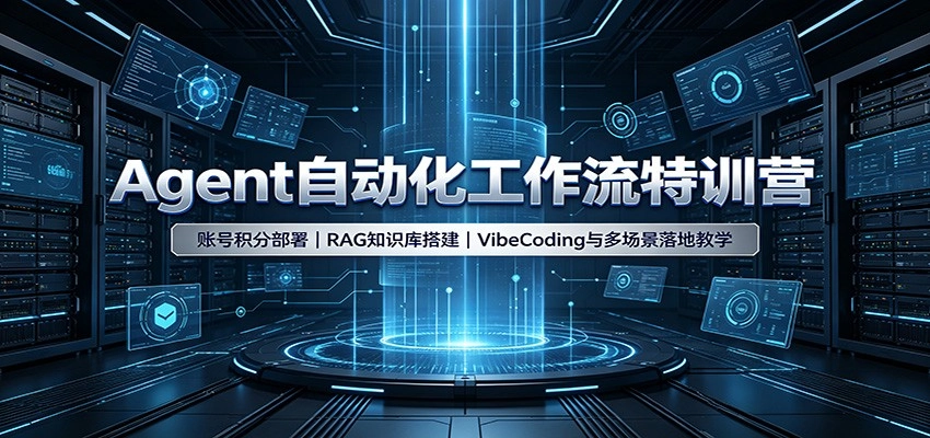 Agent自动化工作流特训营:账号积分部署,RAG知识库搭建,VibeCoding与多场景落地教学 Agent自动化工作流特训营:账号积分部署,RAG知识库搭建,VibeCoding与多场景落地教学
