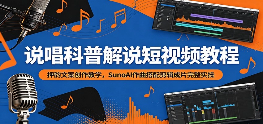 说唱科普解说短视频教程:押韵文案创作教学,SunoAI作曲搭配剪辑成片完整实操 说唱科普解说短视频教程:押韵文案创作教学,SunoAI作曲搭配剪辑成片完整实操