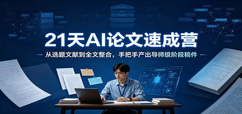 21天AI论文速成营:从选题文献到全文整合,手把手产出导师级阶段稿件 21天AI论文速成营:从选题文献到全文整合,手把手产出导师级阶段稿件