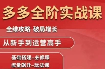 大炮·拼多多全阶实战课程(更新2026) 大炮·拼多多全阶实战课程(更新2026)