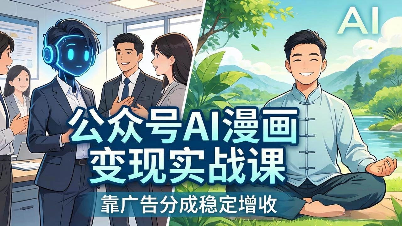 （17921期）公众号AI漫画变现实战课：星座/职场/养生多赛道+智能体发文，靠广告分成稳定增收