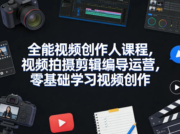 全能视频创作人课程,视频拍摄剪辑编导运营,零基础学习视频创作(更新2026年3月) 全能视频创作人课程,视频拍摄剪辑编导运营,零基础学习视频创作(更新2026年3月)