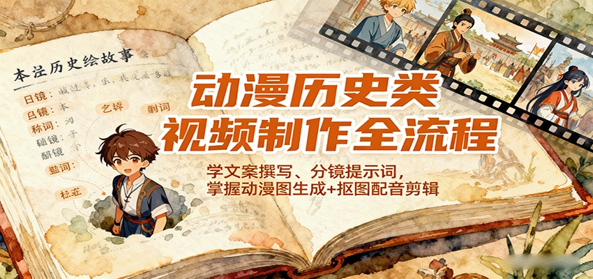 图片[1]客创社区-专注互联网轻资产资源整合与分享动漫历史类视频制作全流程，学文案撰写、分镜提示词，掌握动漫图生成+抠图配音剪辑客创社区-专注互联网轻资产资源整合与分享客创社区-专注互联网轻资产资源整合与分享