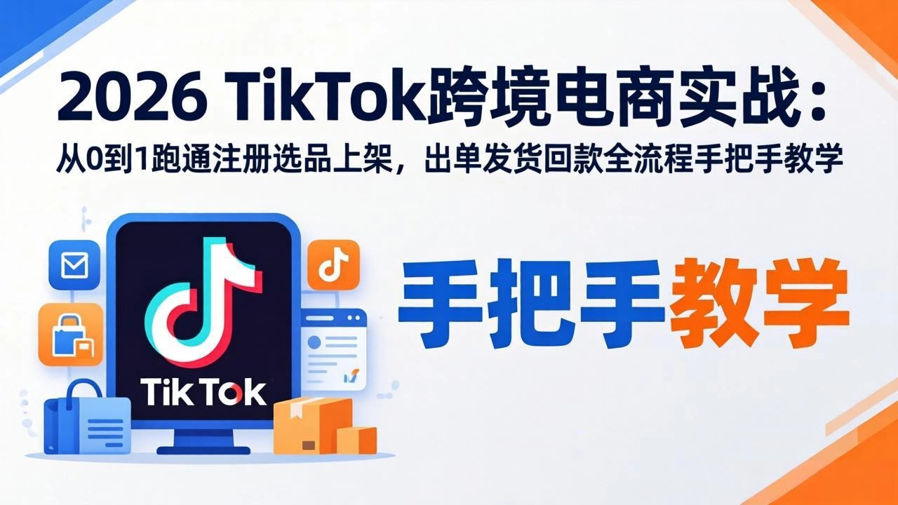 2026TikTok跨境电商实战-更新:从0到1跑通注册选品上架,出单发货回款全流程手把手教学 2026TikTok跨境电商实战-更新:从0到1跑通注册选品上架,出单发货回款全流程手把手教学