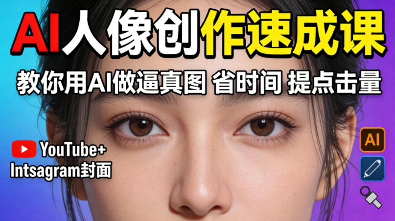 YouTube+Instagram封面没人点？AI人像创作速成课，教你用AI做逼真图，省时间还能提点击量！