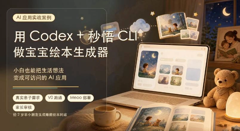 (19415期)AI应用实战案例,用Codex+秒悟CLl做宝宝绘本生成器,小白也能把生活想法变成可访问的AI应用 (19415期)AI应用实战案例,用Codex+秒悟CLl做宝宝绘本生成器,小白也能把生活想法变成可访问的AI应用