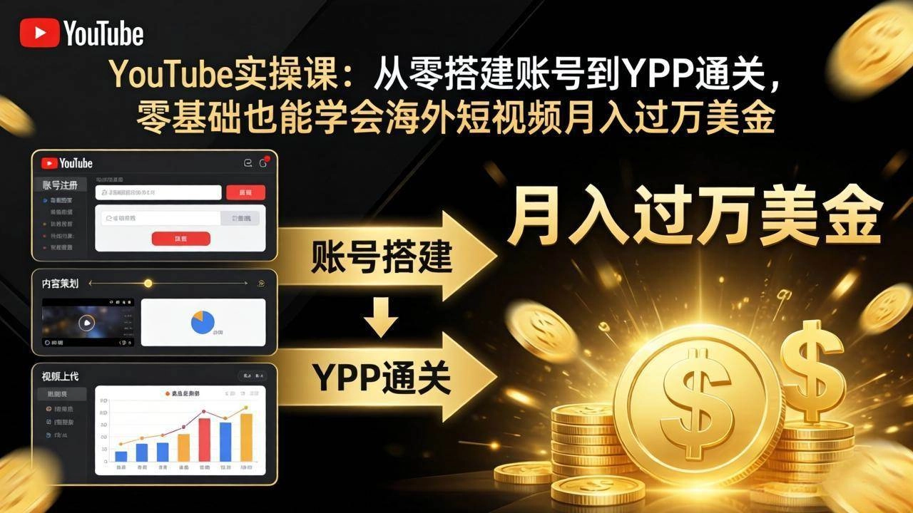 (17897期)YouTube实操课:从零搭建账号到YPP通关,零基础也能学会海外短视频月入过万美金 (17897期)YouTube实操课:从零搭建账号到YPP通关,零基础也能学会海外短视频月入过万美金