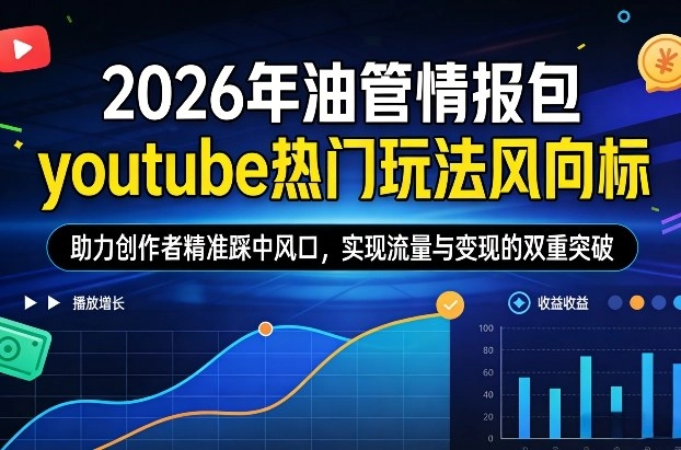 2026年油管情报包,youtube热门玩法风向标,助力创作者精准踩中风口,实现流量与变现的双重突破(更新0330) 2026年油管情报包,youtube热门玩法风向标,助力创作者精准踩中风口,实现流量与变现的双重突破(更新0330)