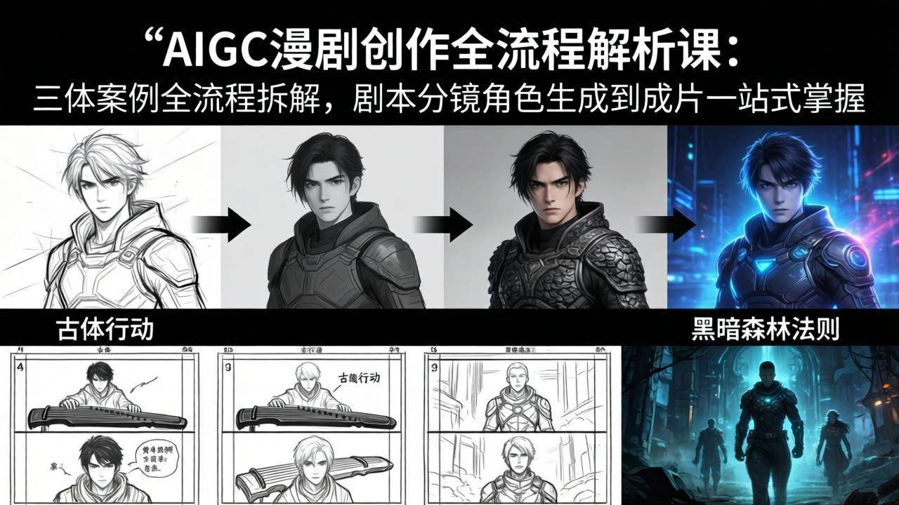 （17879期）AIGC漫剧创作全流程解析课：三体案例全流程拆解，剧本分镜角色生成到成片一站式掌握