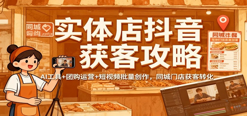 图片[1]客创社区-专注互联网轻资产资源整合与分享实体店抖音获客攻略：AI工具+团购运营+短视频批量创作，同城门店获客转化客创社区-专注互联网轻资产资源整合与分享客创社区-专注互联网轻资产资源整合与分享