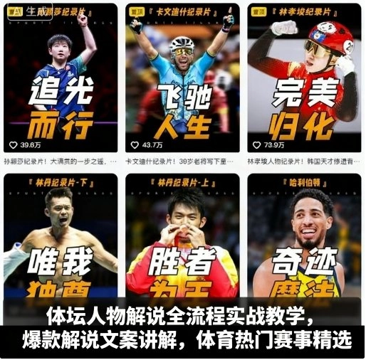 体坛人物解说全流程实战教学，爆款解说文案讲解，体育热门赛事精选