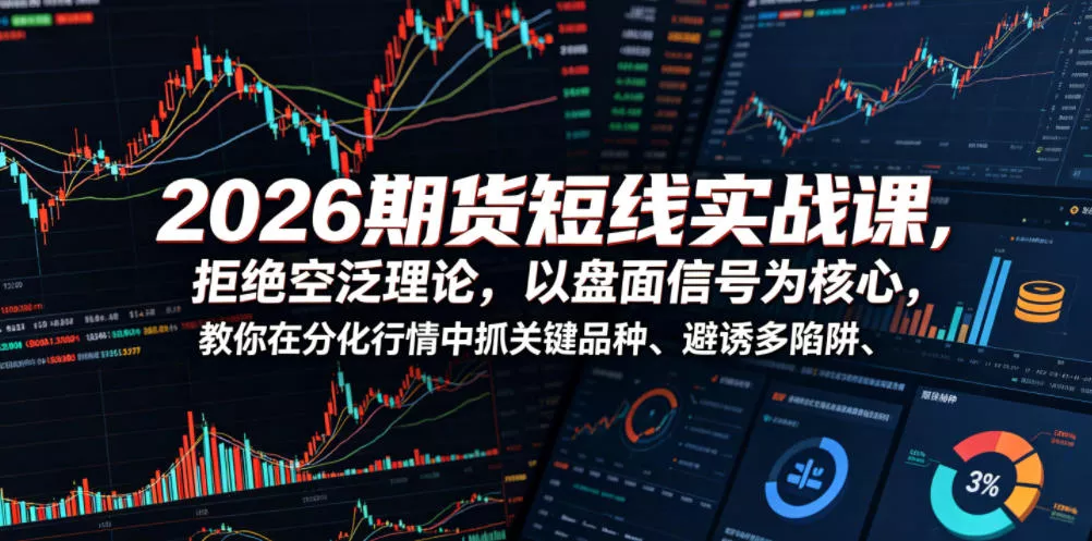 2026期货短线实战课，拒绝空泛理论，以盘面信号为核心，教你在分化行情中抓关键品种、避诱多陷阱