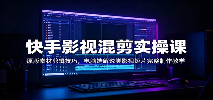 快手影视混剪实操课：原版素材剪辑技巧，电脑端解说类影视短片完整制作教学