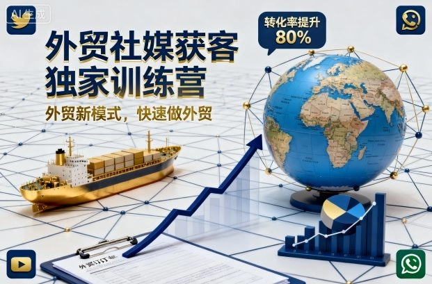 外贸社媒获客独家训练营，外贸新模式，快速做外贸(更新26年3月)