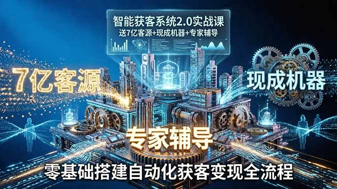 智能获客系统2.0实战课：送7亿客源+现成机器+专家辅导，零基础搭建自动化获客变现全流程
