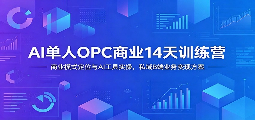 AI单人OPC商业14天训练营:商业模式定位与AI工具实操,私域B端业务变现方案 AI单人OPC商业14天训练营:商业模式定位与AI工具实操,私域B端业务变现方案