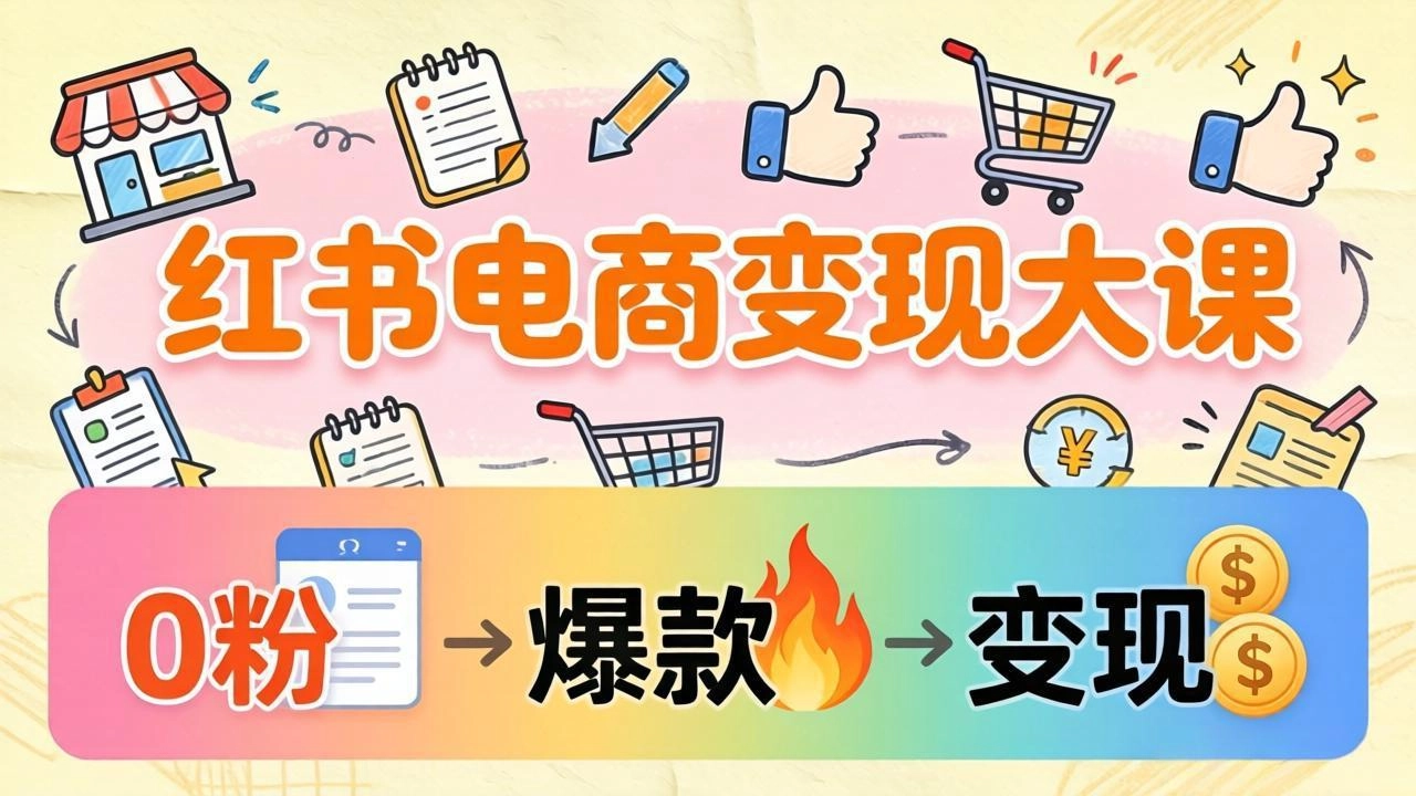 小红书电商变现大课：3个月37万实操拆解，0粉开店到爆款笔记全流程
