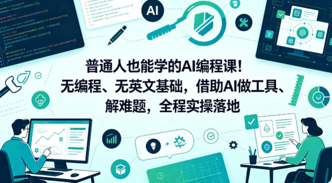 普通人也能学的AI编程课!无编程、无英文基础,借助AI做工具、解难题,全程实操落地 普通人也能学的AI编程课!无编程、无英文基础,借助AI做工具、解难题,全程实操落地