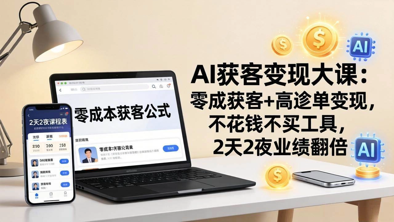 (17735期)AI获客变现大课:零成本获客+高客单变现,不花钱不买工具,2天2夜业绩翻倍 (17735期)AI获客变现大课:零成本获客+高客单变现,不花钱不买工具,2天2夜业绩翻倍