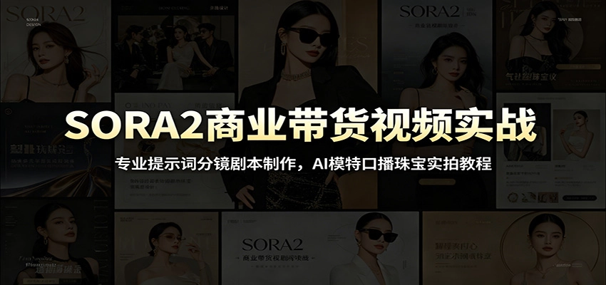 SORA2商业带货视频实战：专业提示词分镜剧本制作，AI模特口播珠宝实拍教程