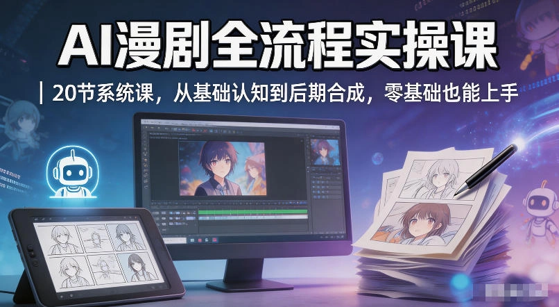 AI漫剧全流程实操课|20节系统课,从基础认知到后期合成,零基础也能上手 AI漫剧全流程实操课|20节系统课,从基础认知到后期合成,零基础也能上手