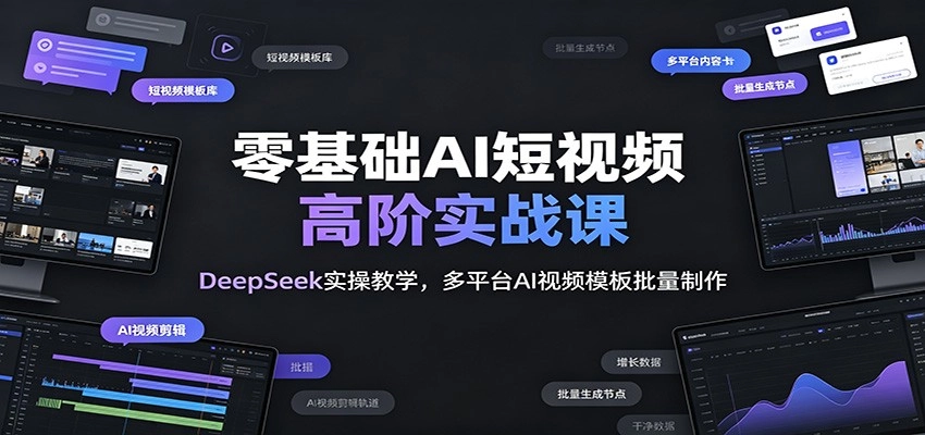 零基础AI短视频高阶实战课：DeepSeek实操教学，多平台AI视频模板批量制作