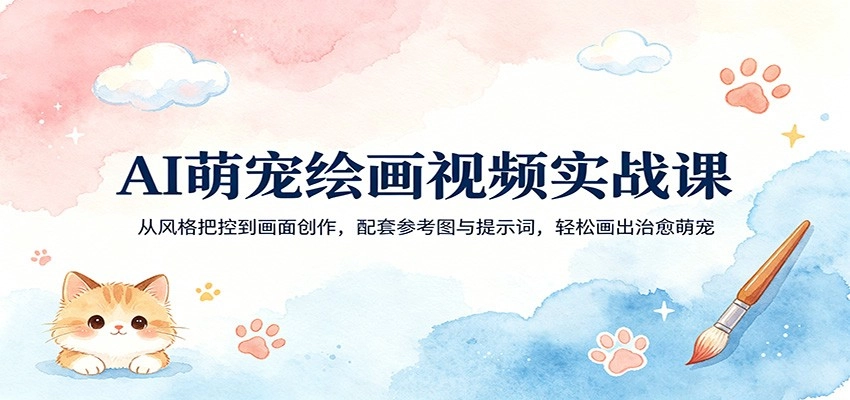 AI萌宠绘画视频实战课：从风格把控到画面创作，配套参考图与提示词，轻松画出治愈萌宠