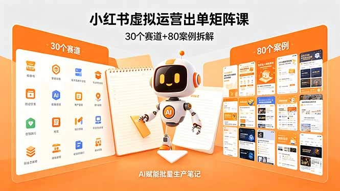 小红书虚拟运营出单矩阵课:30个赛道+80案例拆解,AI赋能批量生产笔记 小红书虚拟运营出单矩阵课:30个赛道+80案例拆解,AI赋能批量生产笔记