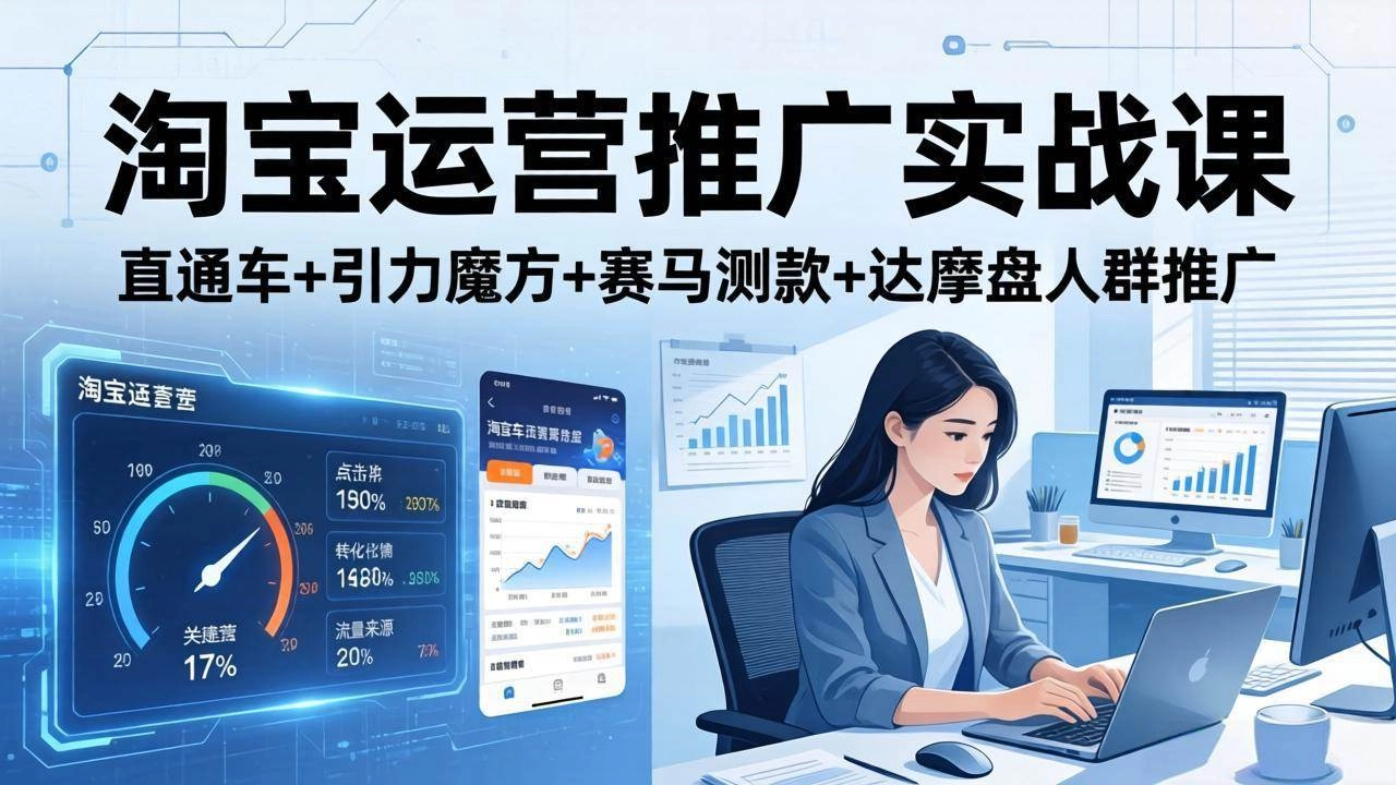 （17774期）淘宝运营推广实战课（更新26年3月）直通车+引力魔方+赛马测款+达摩盘人群推广等