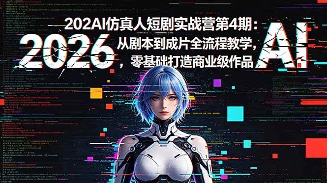 （18656期）2026AI仿真人短剧实战营第4期：从剧本到成片全流程教学，零基础打造商业级作品