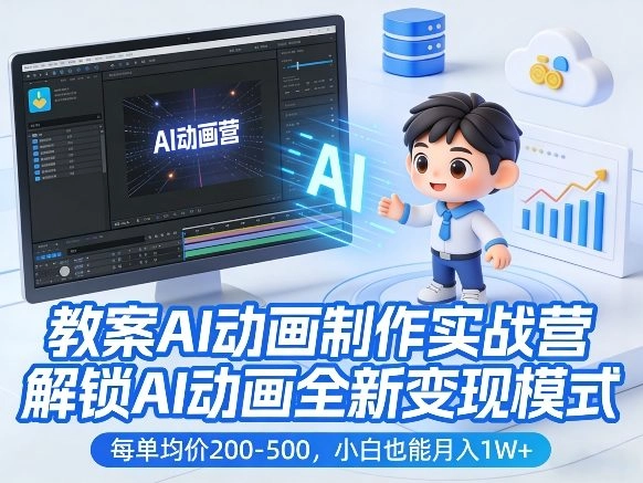 教案AI动画制作实战营,解锁AI动画全新变现模式,每单均价200-500,小白也能月入1W+ 教案AI动画制作实战营,解锁AI动画全新变现模式,每单均价200-500,小白也能月入1W+