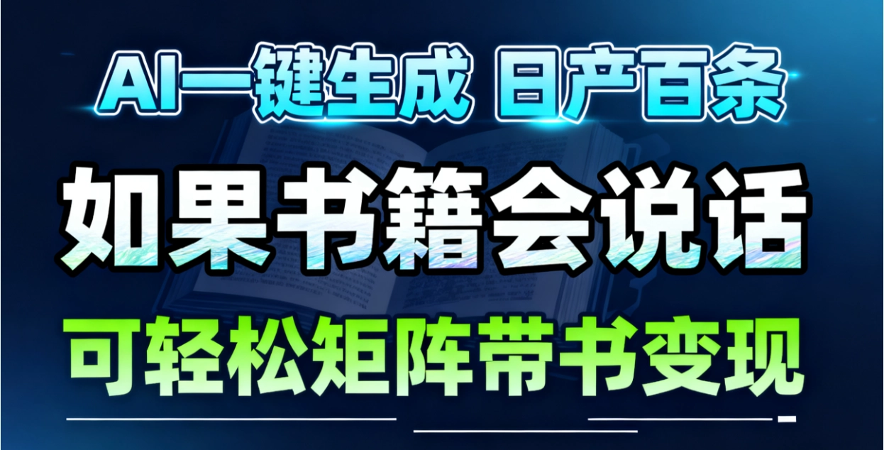 AI书籍会说话，轻松带书变现，月入3W+