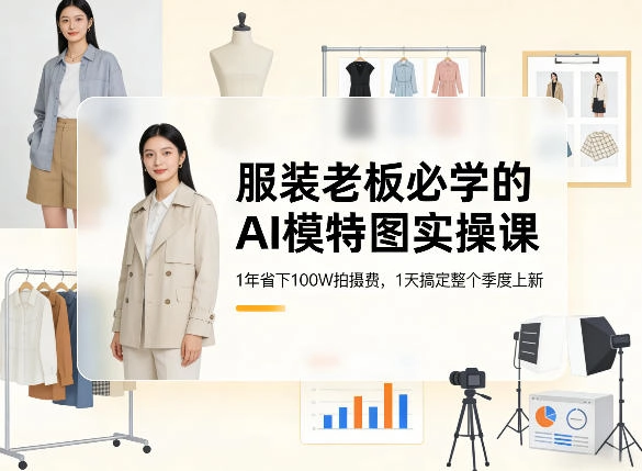 服装老板必学的AI模特图实操课,1年省下100W拍摄费,1天搞定整个季度上新 服装老板必学的AI模特图实操课,1年省下100W拍摄费,1天搞定整个季度上新