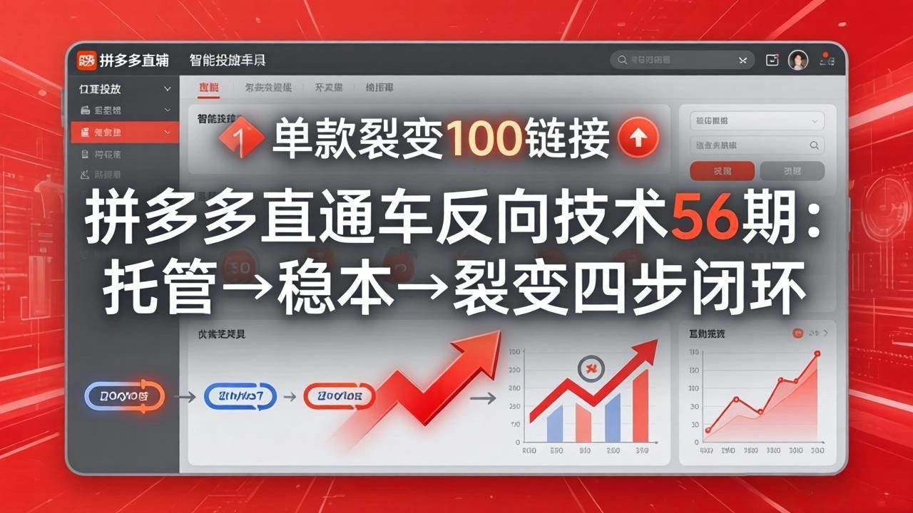 (17737期)拼多多直通车反向技术56期:托管→稳本→裂变四步闭环,单款裂变100链接抢占核心流量 (17737期)拼多多直通车反向技术56期:托管→稳本→裂变四步闭环,单款裂变100链接抢占核心流量