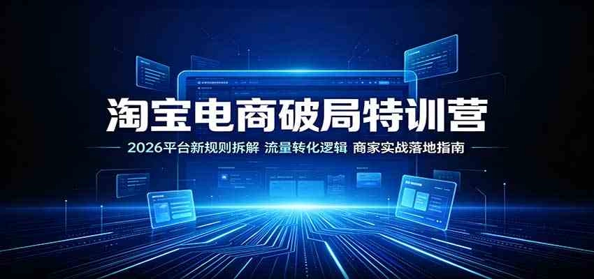 淘宝电商破局特训营:2026平台新规则拆解,流量转化逻辑,商家实战落地指南 淘宝电商破局特训营:2026平台新规则拆解,流量转化逻辑,商家实战落地指南