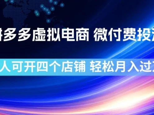 拼多多虚拟电商,微付费投流玩法,每人可开四个店,轻松月入过1W【揭秘】
