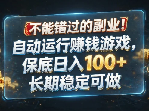 不能错过的副业!自动运行賺钱游戏,保底日入100+,长期稳定可做【揭秘】