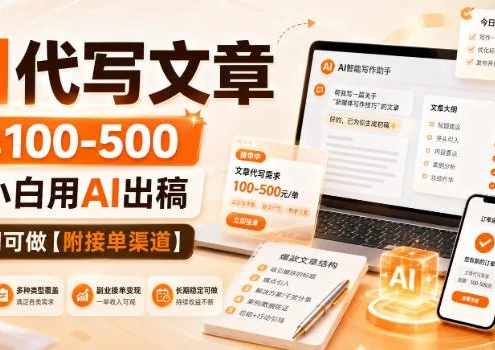 AI代写文章，一单100-500，小白用AI出稿，长期可做【附接单渠道】【揭秘】