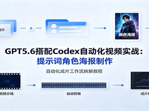 GPT5.6搭配Codex自动化视频实战:提示词角色海报制作,自动化成片工作流拆解教程