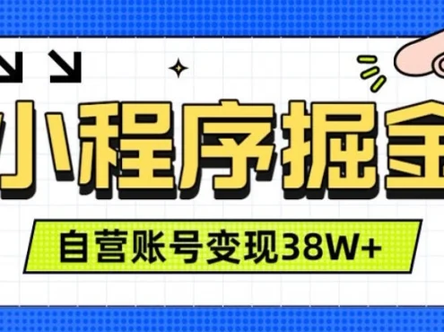 微信小程序掘金,团队自营小程序累计变现38W+,稳定运营三年,一部手机即可操作【揭秘】