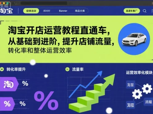 淘宝开店运营教程直通车，从基础到进阶，提升店铺流量，转化率和整体运营效率(更新26年05月27日)