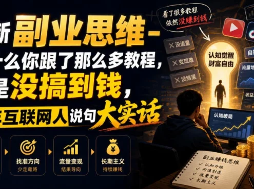 最新副业思维-为什么你跟了那么多教程,还是没搞到钱,十年互联网人说句大实话【揭秘】