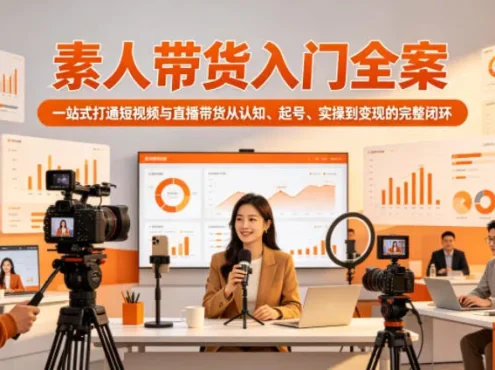 素人带货入门全案，一站式打通短视频与直播带货从认知、起号、实操到变现的完整闭环